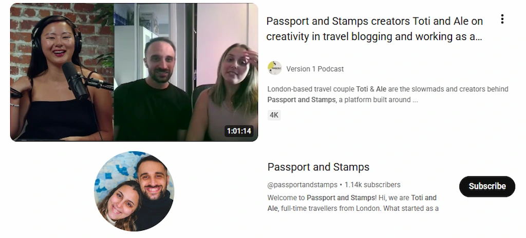 Passport and Stamps Interview on Podcast Toti and Ale travel blog Version 1 Podcast with Waverly Colvile about travelling as a couple - Toti and Ale Passport and Stamps - UK content creators