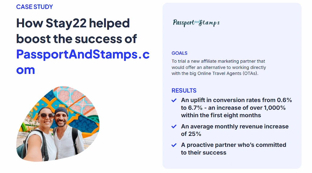 Stay22 Case Study Passport and Stamps Toti and Ale Affiliate Marketing and Revenue for bloggers Passport and Stamps Case study affiliate marketing by travel payouts