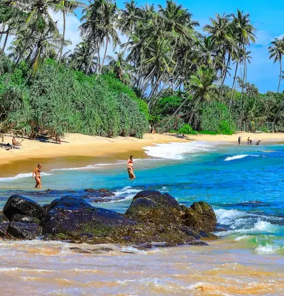 Hirikeiya beach swimming in the beautiful and crystal blue water