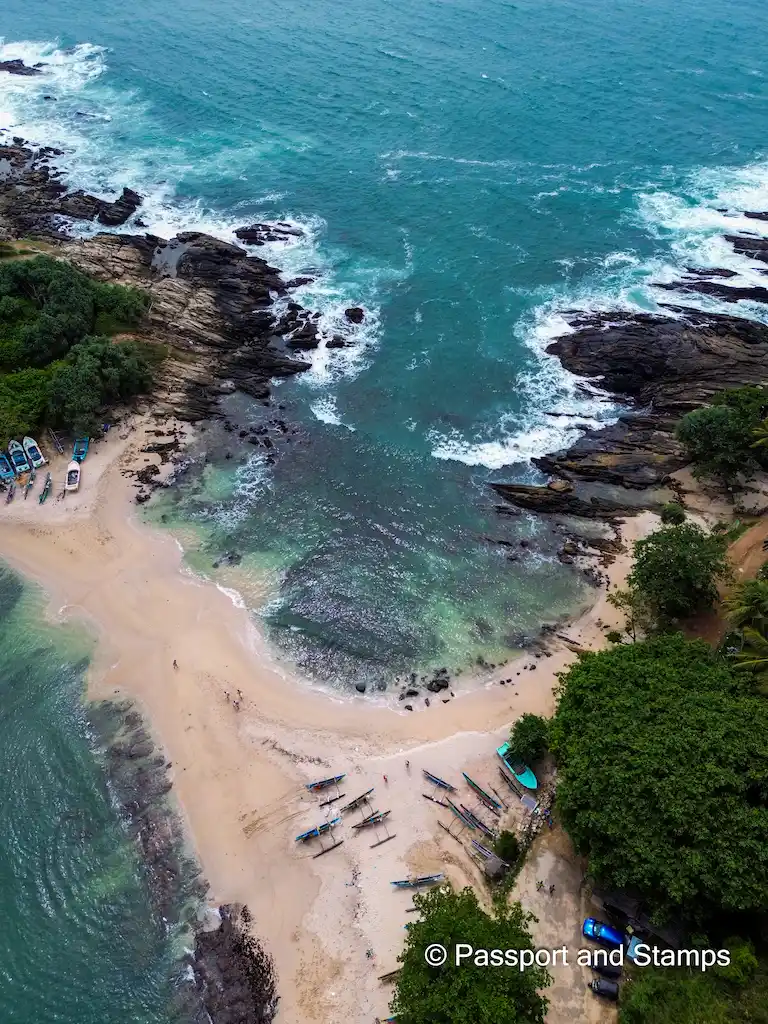The beautiful view from above of Blue Beach island in Hiriketiya - Hiriketiya digital nomad guide