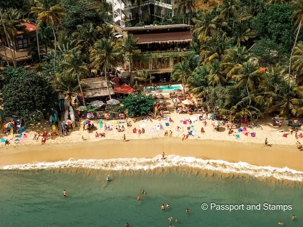 Hiriketiya bay beach view from our drone The horseshoe bay of Hiriketiya seen from our drone