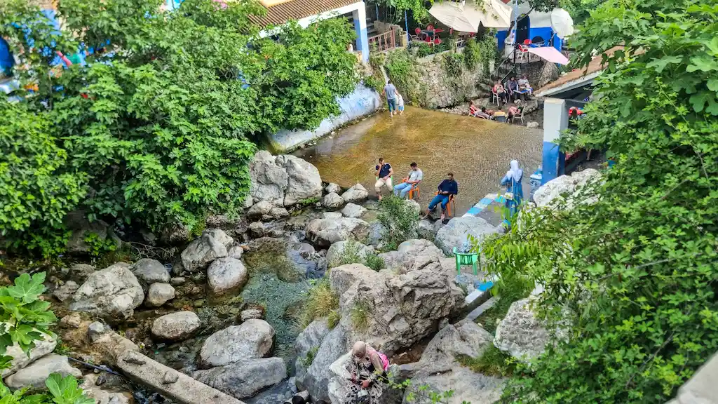 Chefchouen Ras el-Maa Waterfall - Locals enjoying a fresh dip