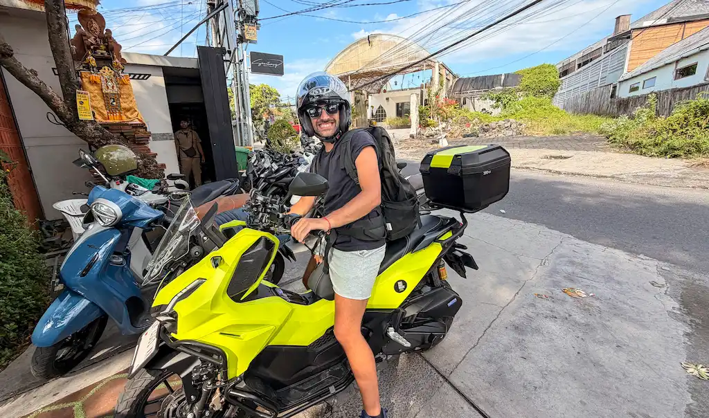 is it safe to drive a scooter in Bali - Toti driving around Bali with his bike