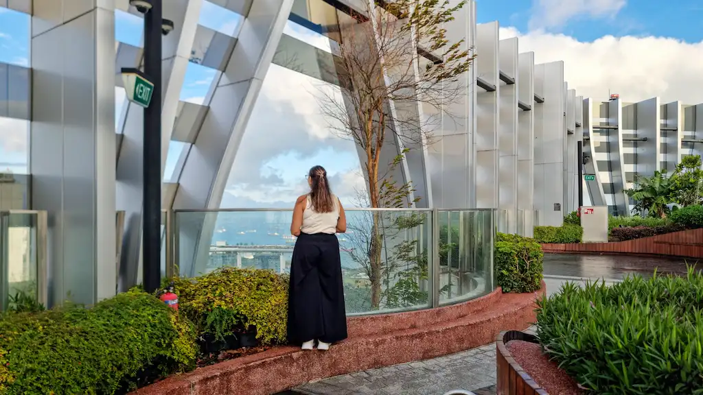Ale enjoying the view from Level 51 of the best free rooftop in Singapore