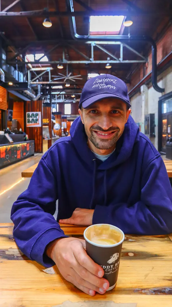 Our coffee at Buddy brew cafe in Armature Works in Tampa bay before our paddling on the river