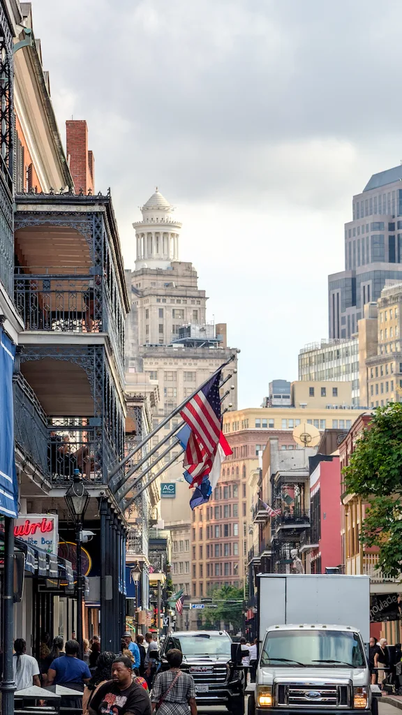 Bourbon street in New Orleans Louisiana where we ended our road trip in Deep South