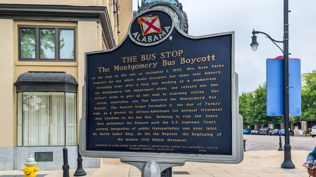 Montgomery civil rights sign Bus Boycott stop