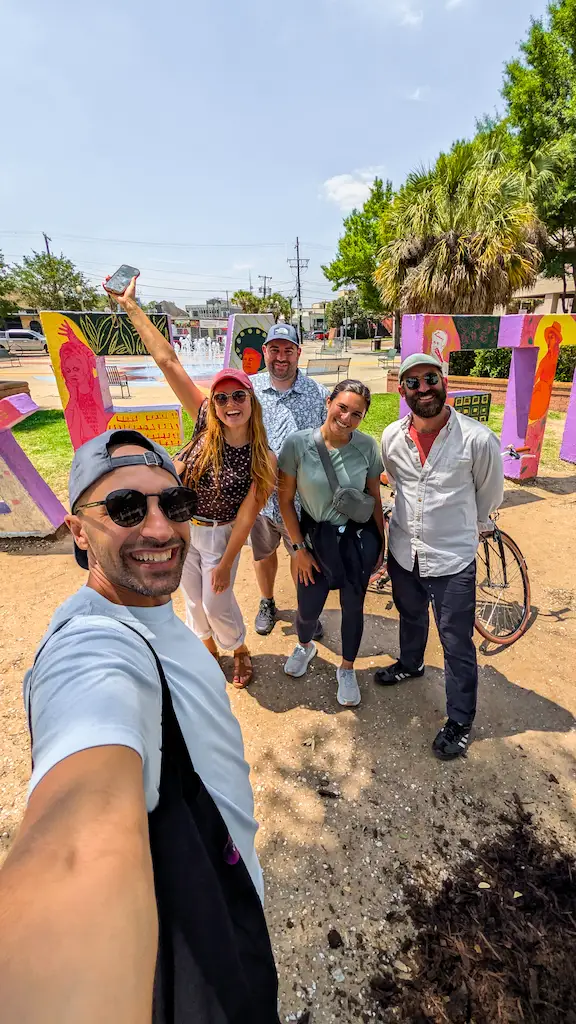 Selfie from Lafayette sign with Dave, Ellie and the guys from the tourism board